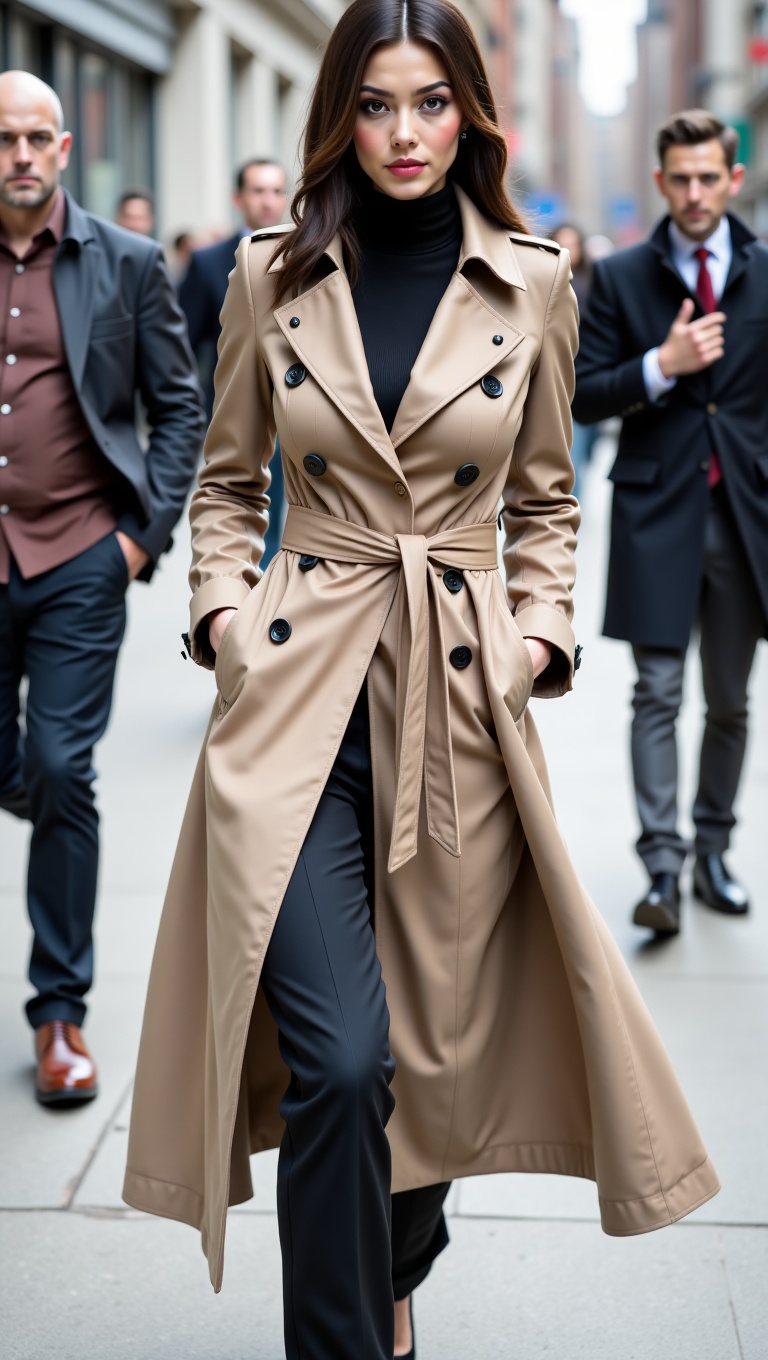 A candid,  street-style pose where the model is caught mid-stride,  looking over their shoulder with an intense on Tensor.Art