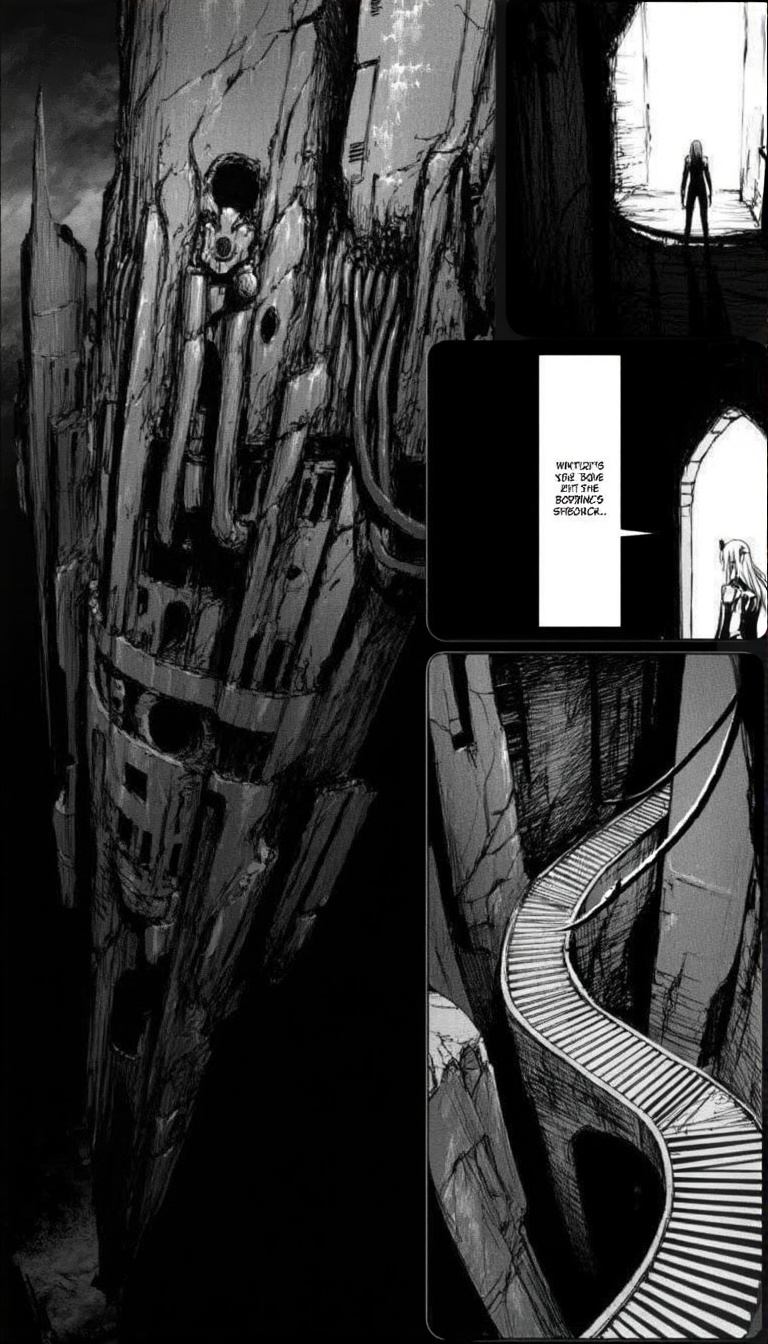 A tsutomu nihei monochrome manga aesthetic 1girl ,  long hair ,  1boy on Tensor.Art