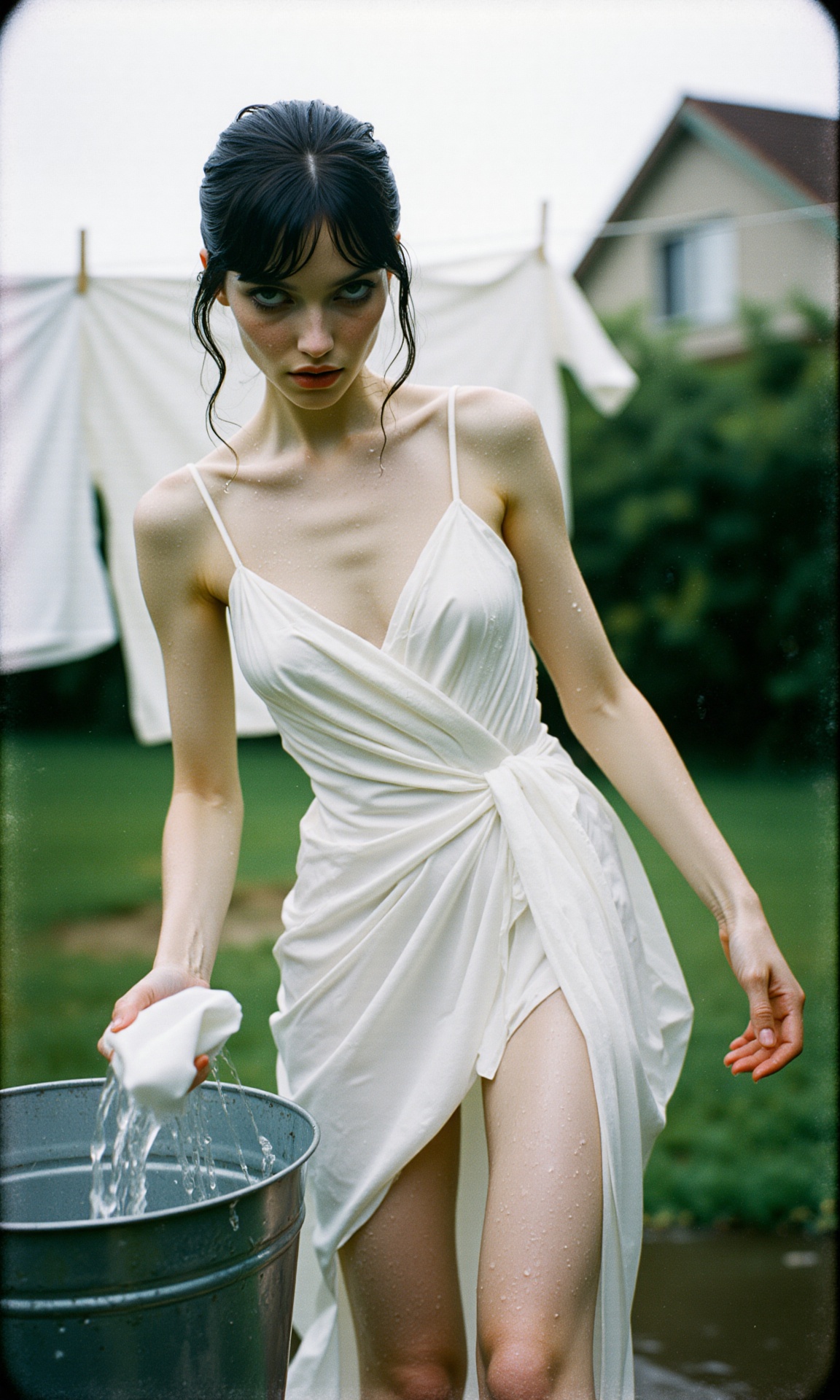 Capture a hauntingly beautiful,  doll-like figure with an unnervingly slender,  pert form on Tensor.Art