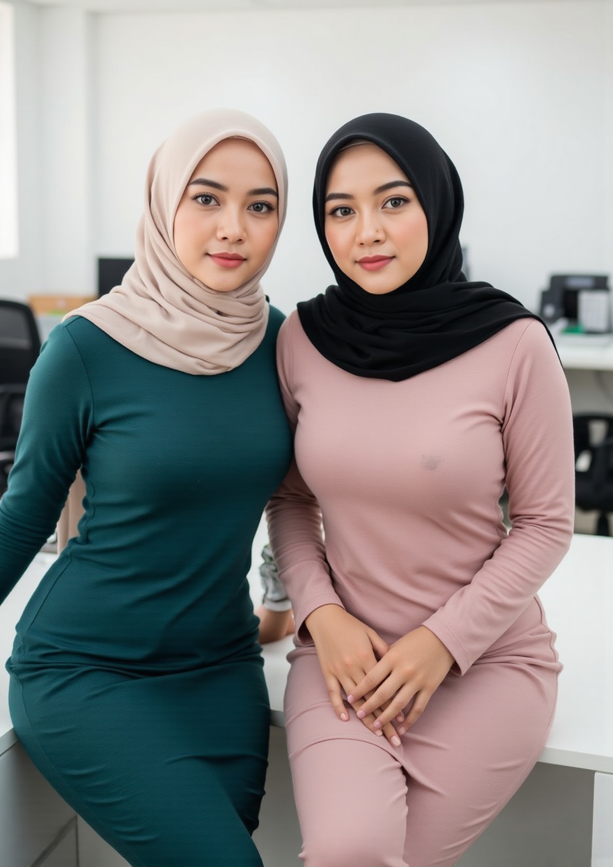 Two indonesian women,  likely in their early twenties,  are positioned side-by-side on Tensor.Art