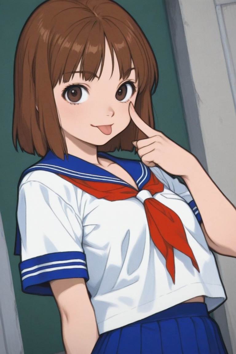 jankengirl,  school uniform,  tongue out on Tensor.Art
