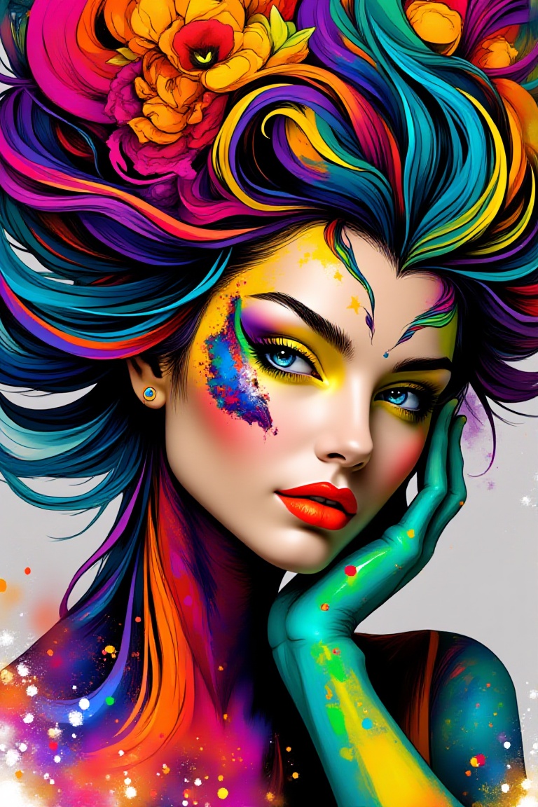 illustration,  1girl,  Symbol face paint on Tensor.Art
