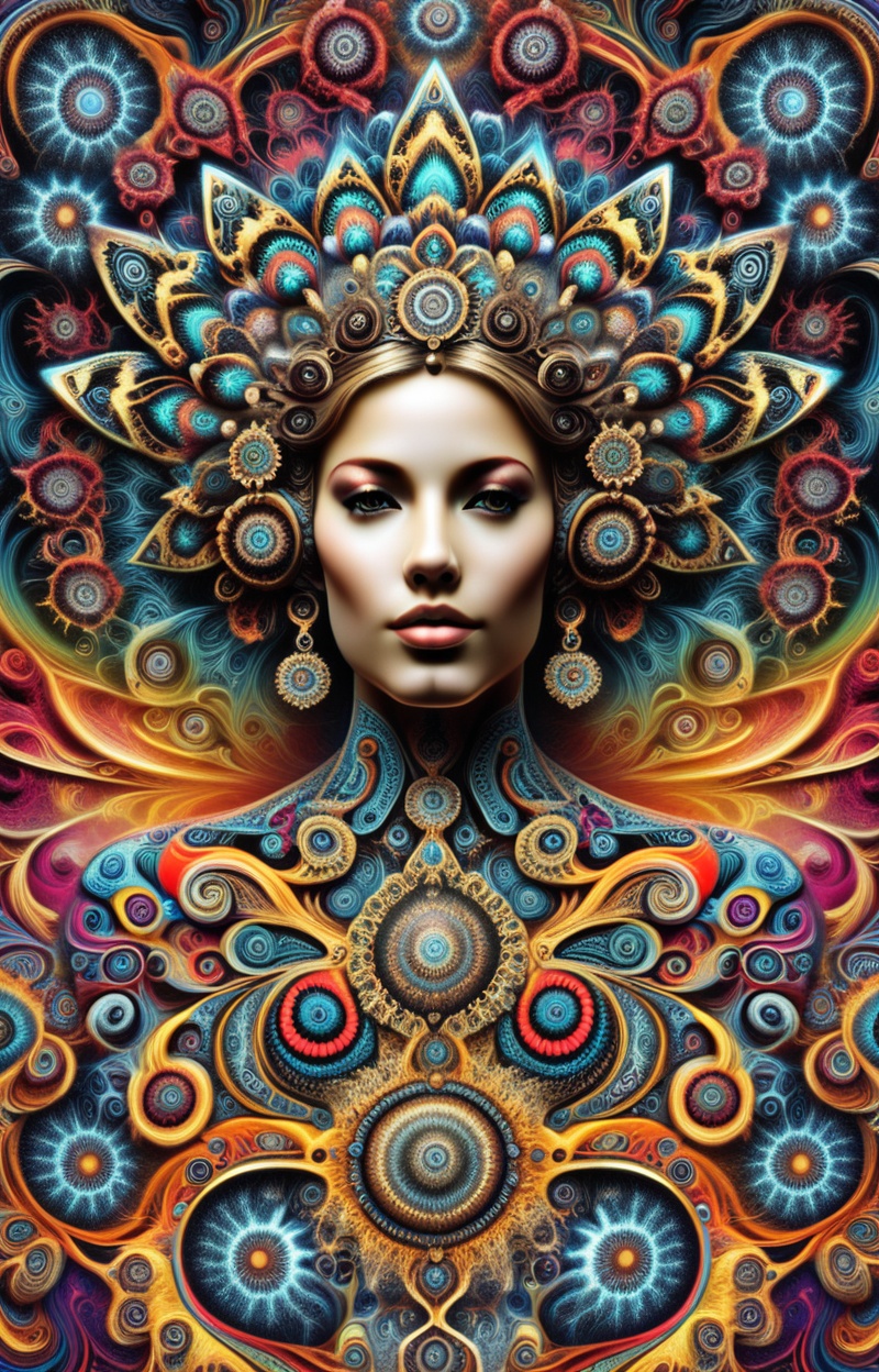 Fractalcreaplay. Portrait of a human face,  fractal face,  constructed from glowing fractal patterns on Tensor.Art