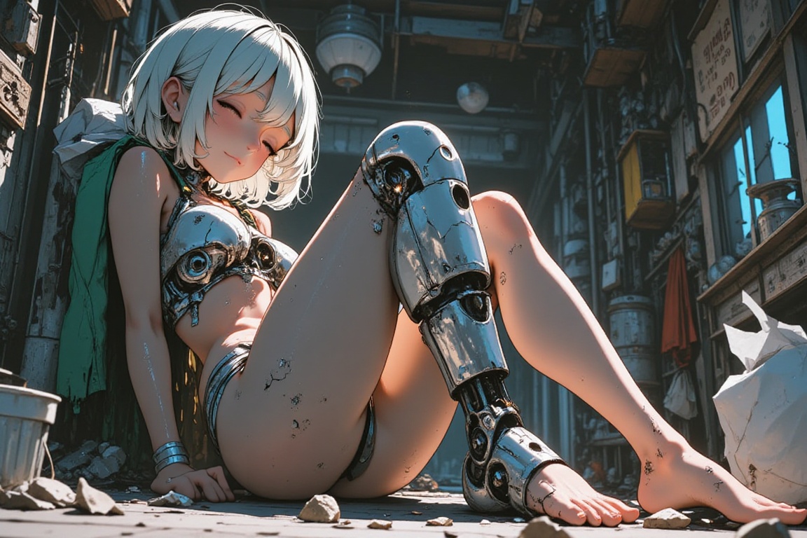 1girl,  anime,  short white hair on Tensor.Art