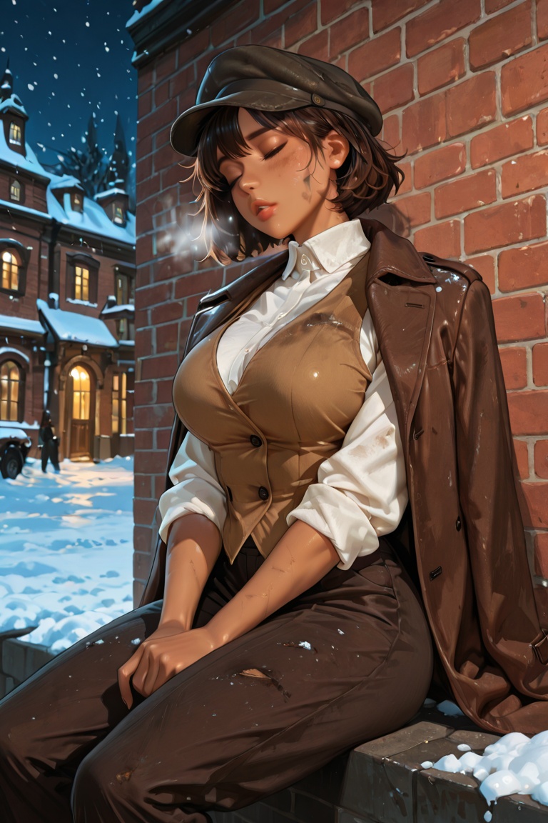 1girl,  white shirt,  brown waistcoat on Tensor.Art