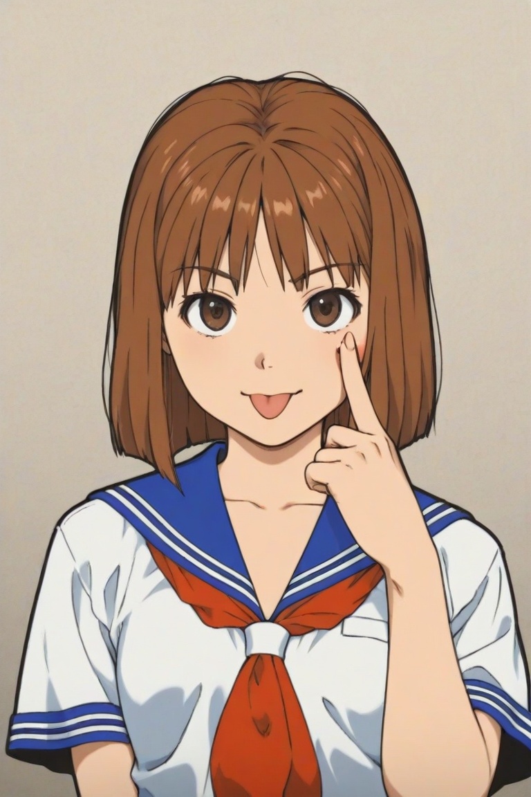 jankengirl,  school uniform,  tongue out on Tensor.Art