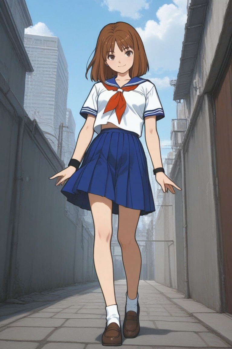 jankengirl,  brown hair,  sarafuku on Tensor.Art