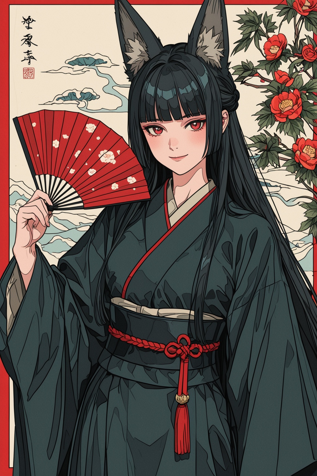 1girl,  hoshimi miyabi,  fox ears on Tensor.Art