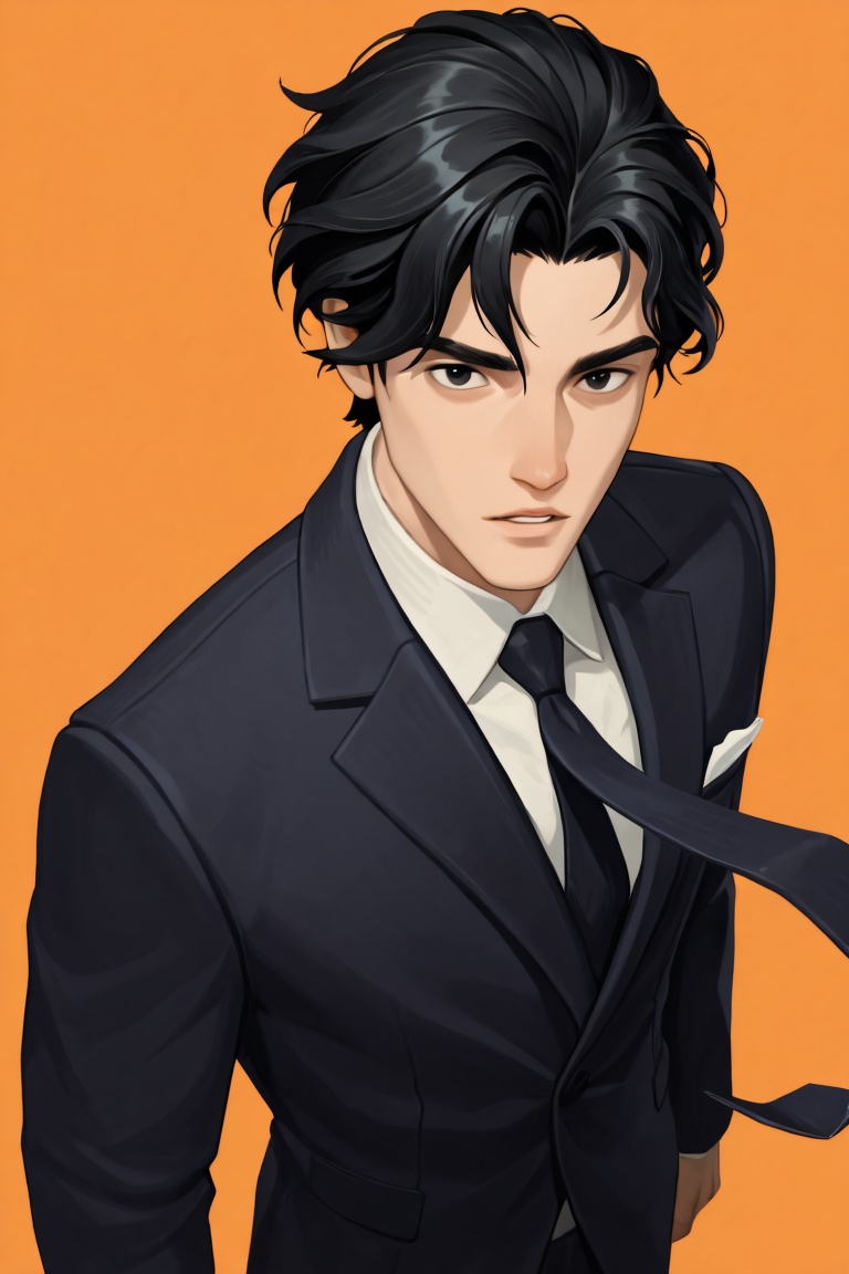 afkj-official style focus,  male focus,  black hair on Tensor.Art