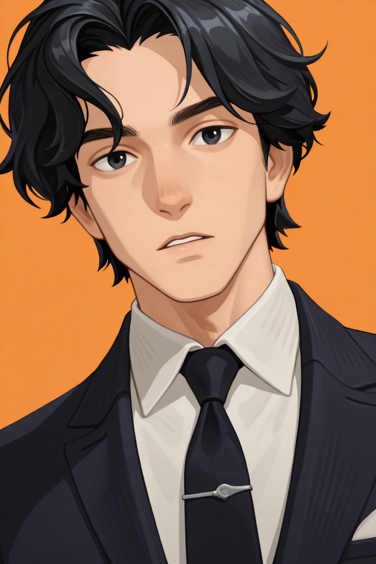 afkj-official style focus,  male focus,  black hair on Tensor.Art