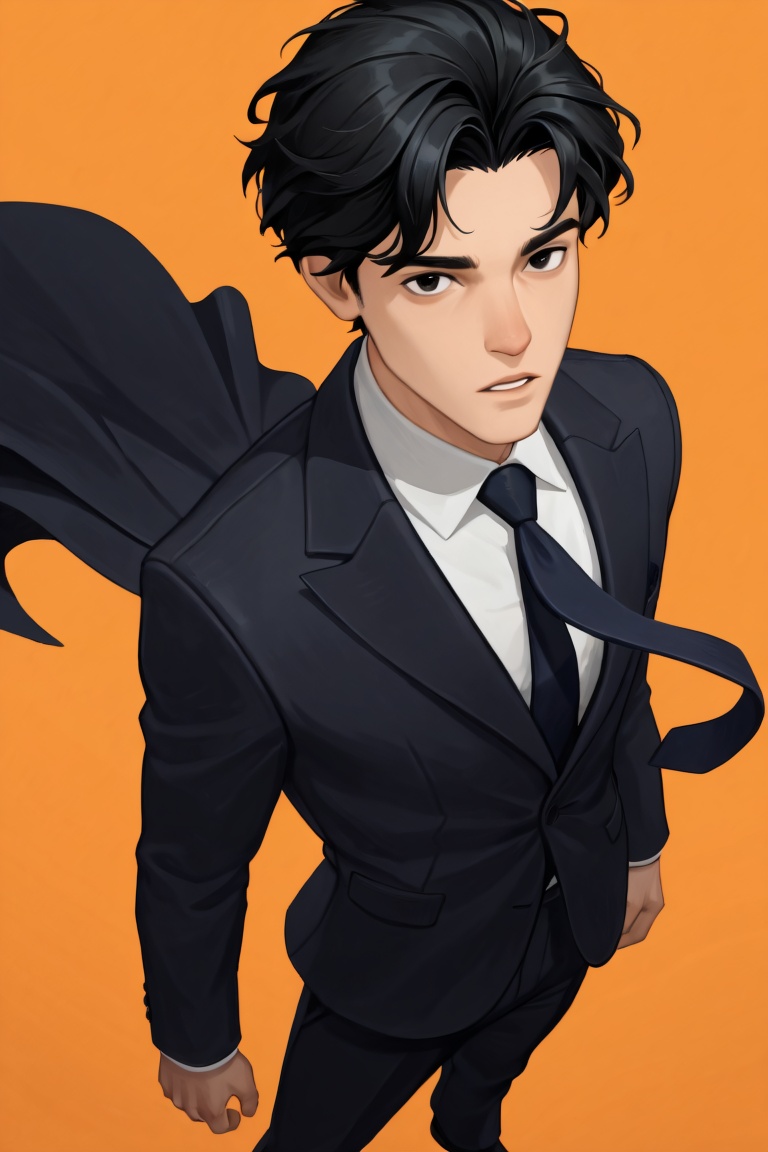 afkj-official style focus,  male focus,  black hair on Tensor.Art