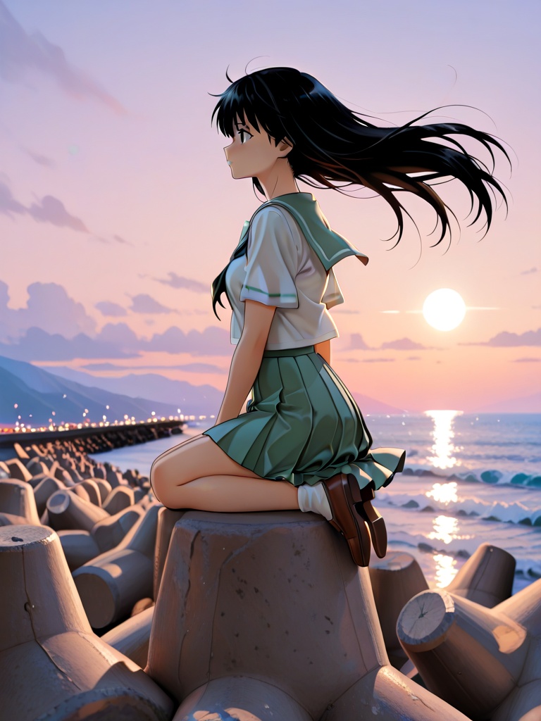 anime coloring,  tetrapod,  higurashi kagome on Tensor.Art