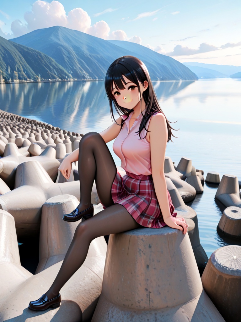 1tetrapod,  on rock,  1girl on Tensor.Art