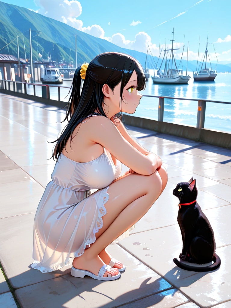 seawall,  pavement,  1girl on Tensor.Art