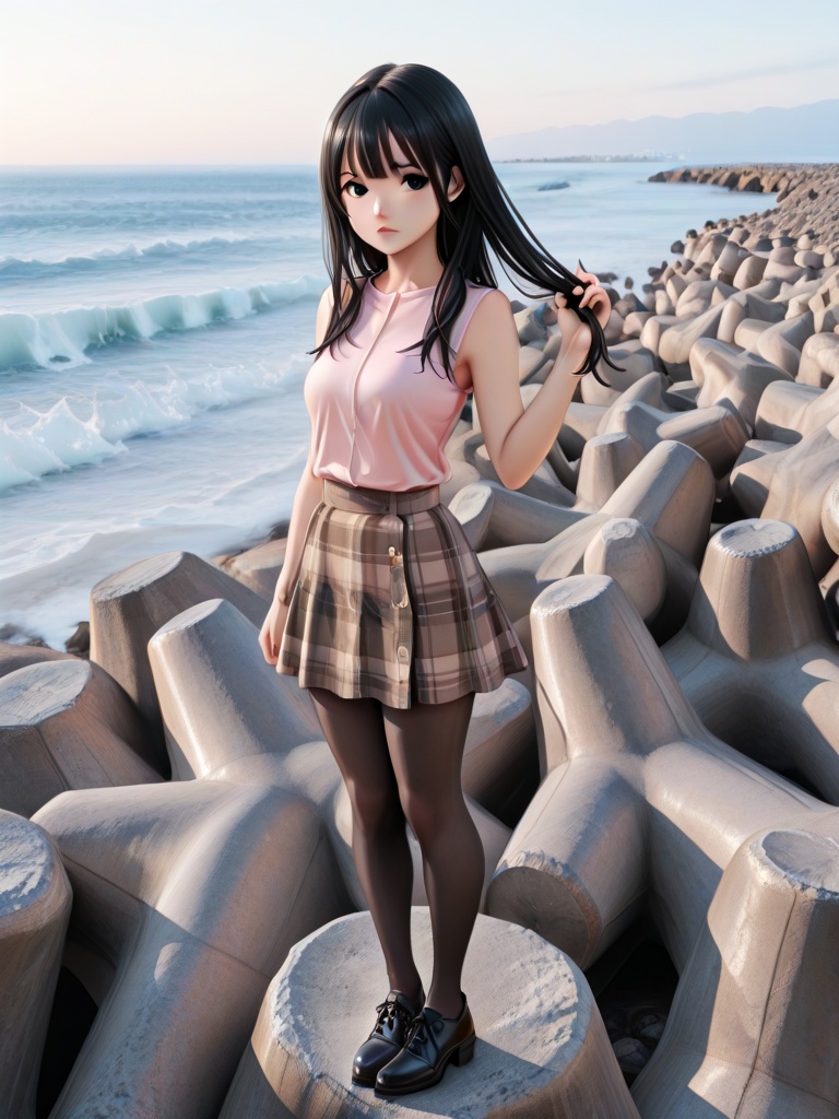 tetrapod,  on rock,  1girl on Tensor.Art