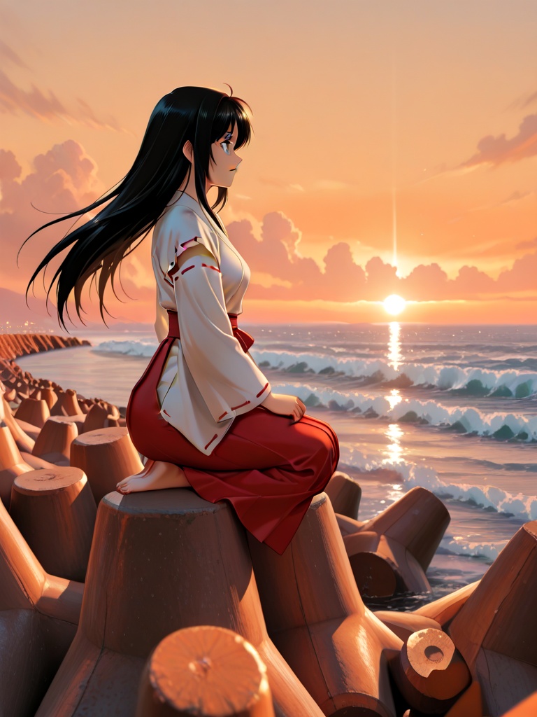 anime coloring,  tetrapod,  kikyou \(inuyasha\) on Tensor.Art