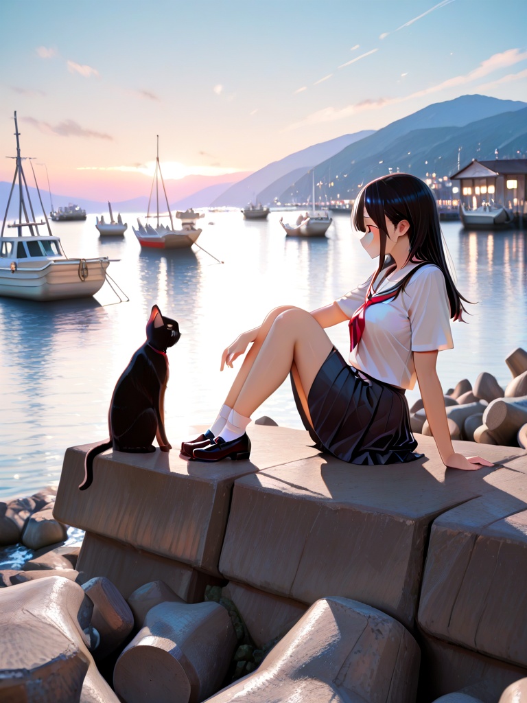 harbor,  on ground,  1girl on Tensor.Art