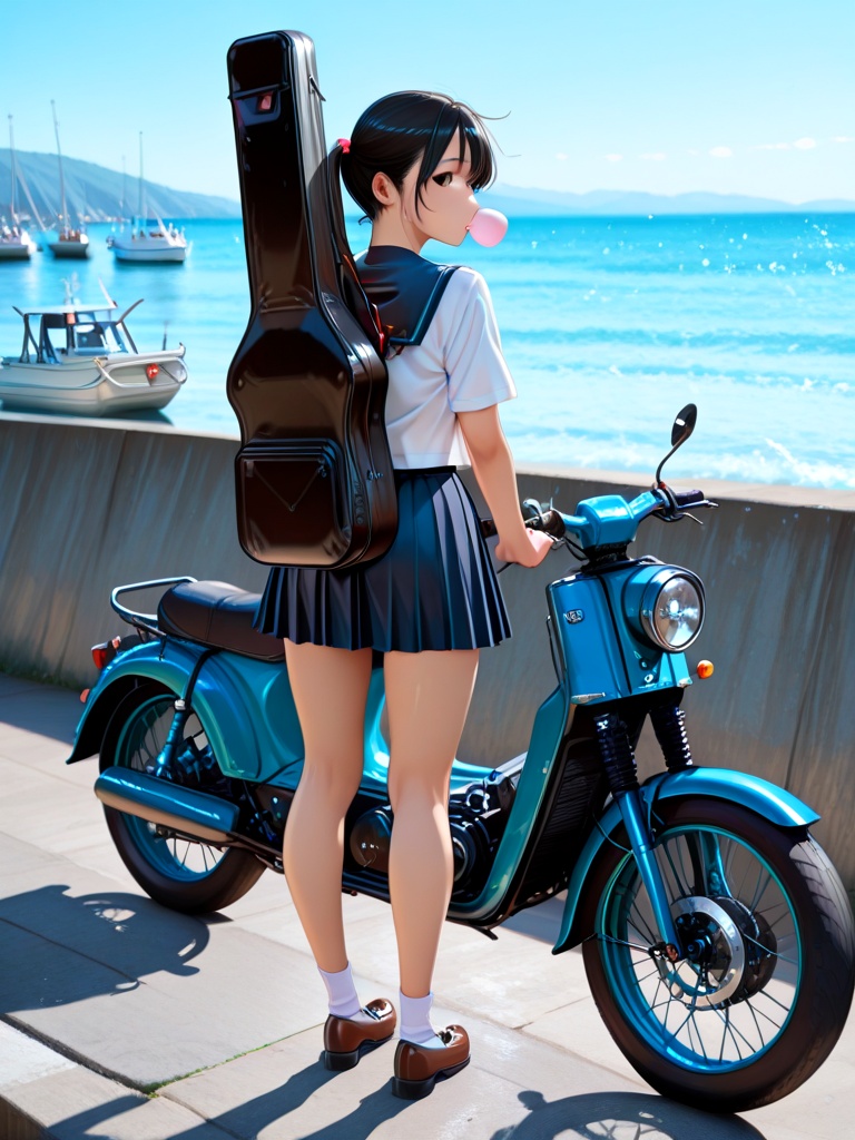 seawall,  stone road,  1girl on Tensor.Art