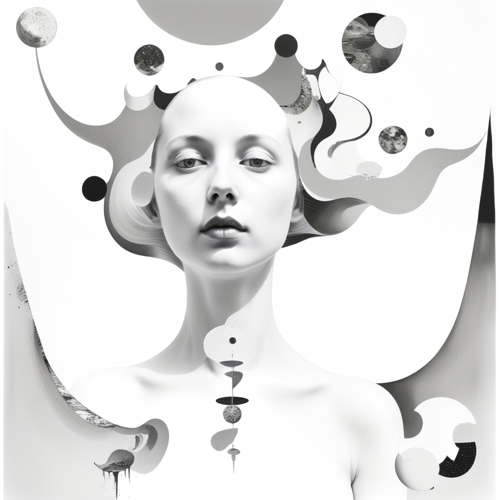 1girl,  Solarization.BW,  Figurative Mixed with Abstract on Tensor.Art