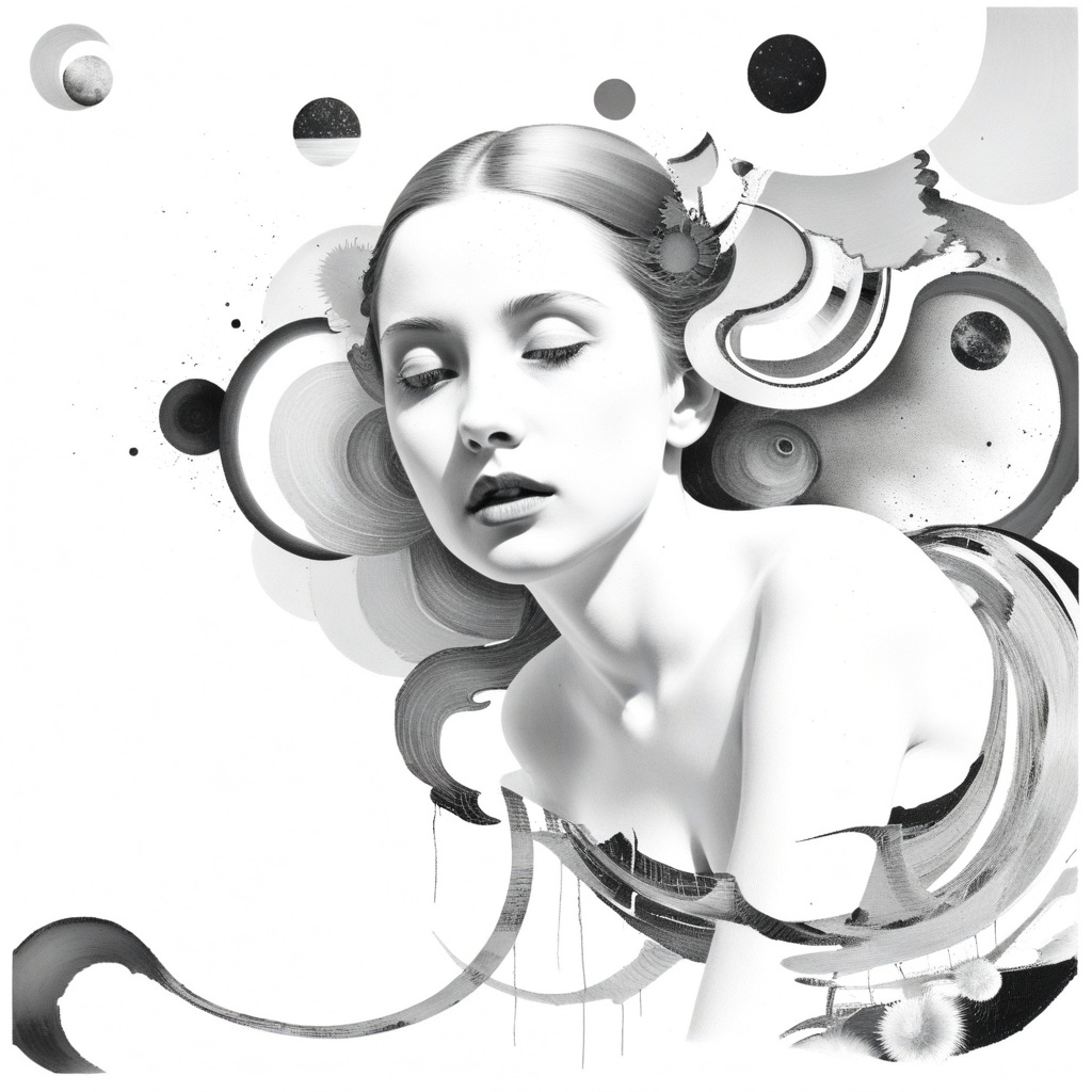 1girl,  Solarization.BW,  Figurative Mixed with Abstract on Tensor.Art
