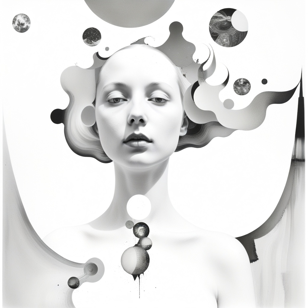 1girl,  Solarization.BW,  Figurative Mixed with Abstract on Tensor.Art