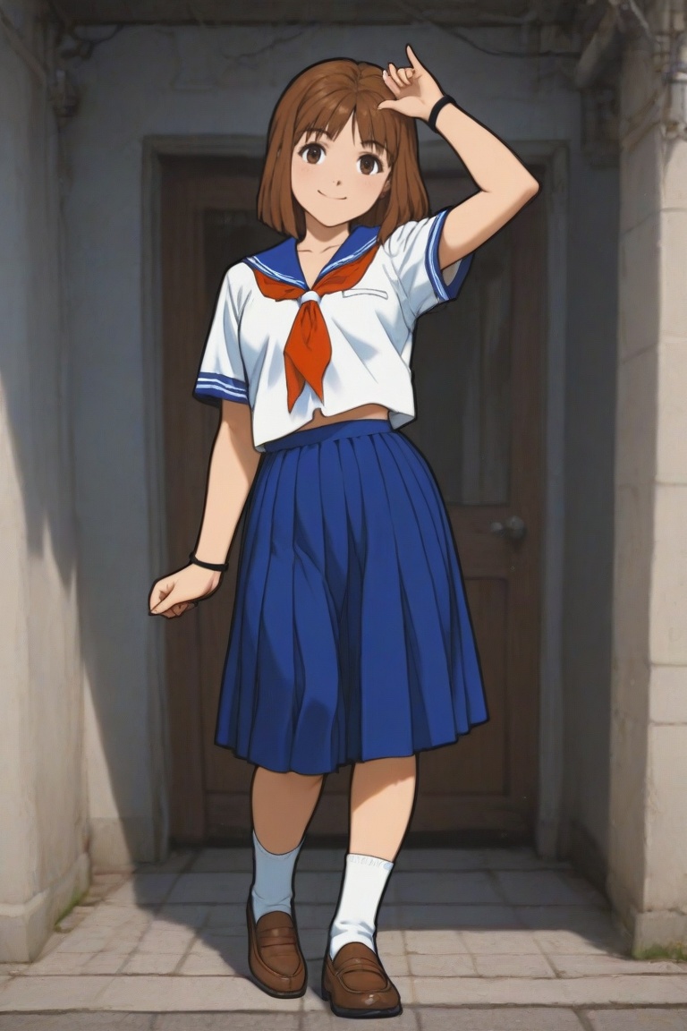 jankengirl,  brown hair,  sarafuku on Tensor.Art
