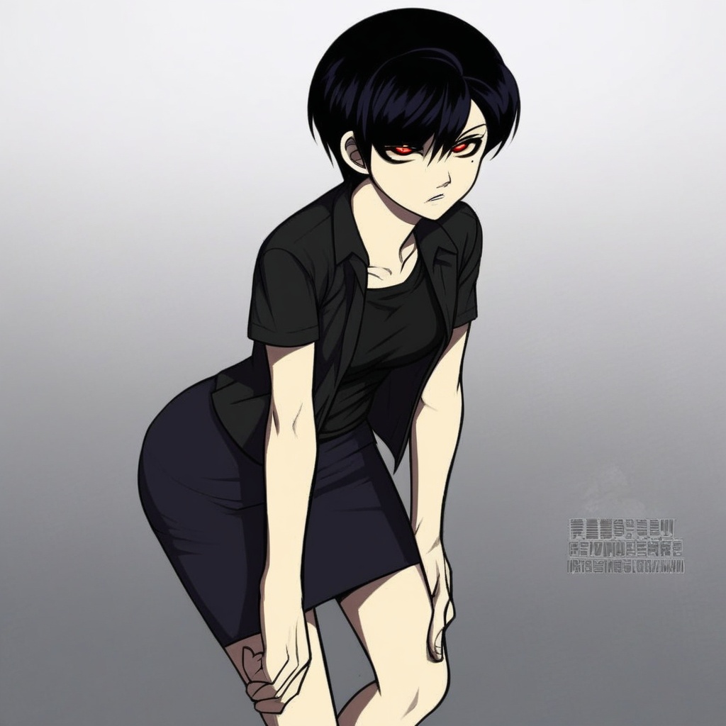 short hair,  black hair,  red eyes on Tensor.Art