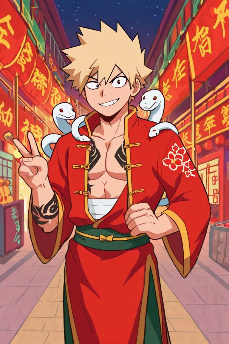 1boys,  solo,  a cartoon character wearing a traditional chinese costume on Tensor.Art