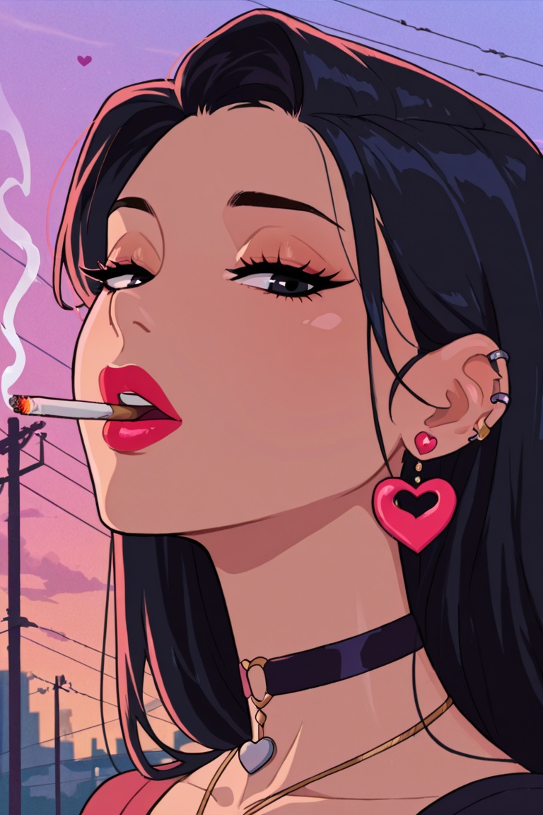 1girl,  smoking,  cigarette on Tensor.Art
