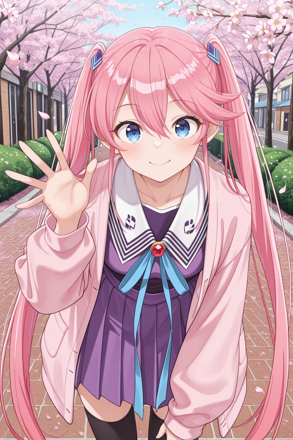 shiunji ouka,  blue eyes,  pink hair on Tensor.Art
