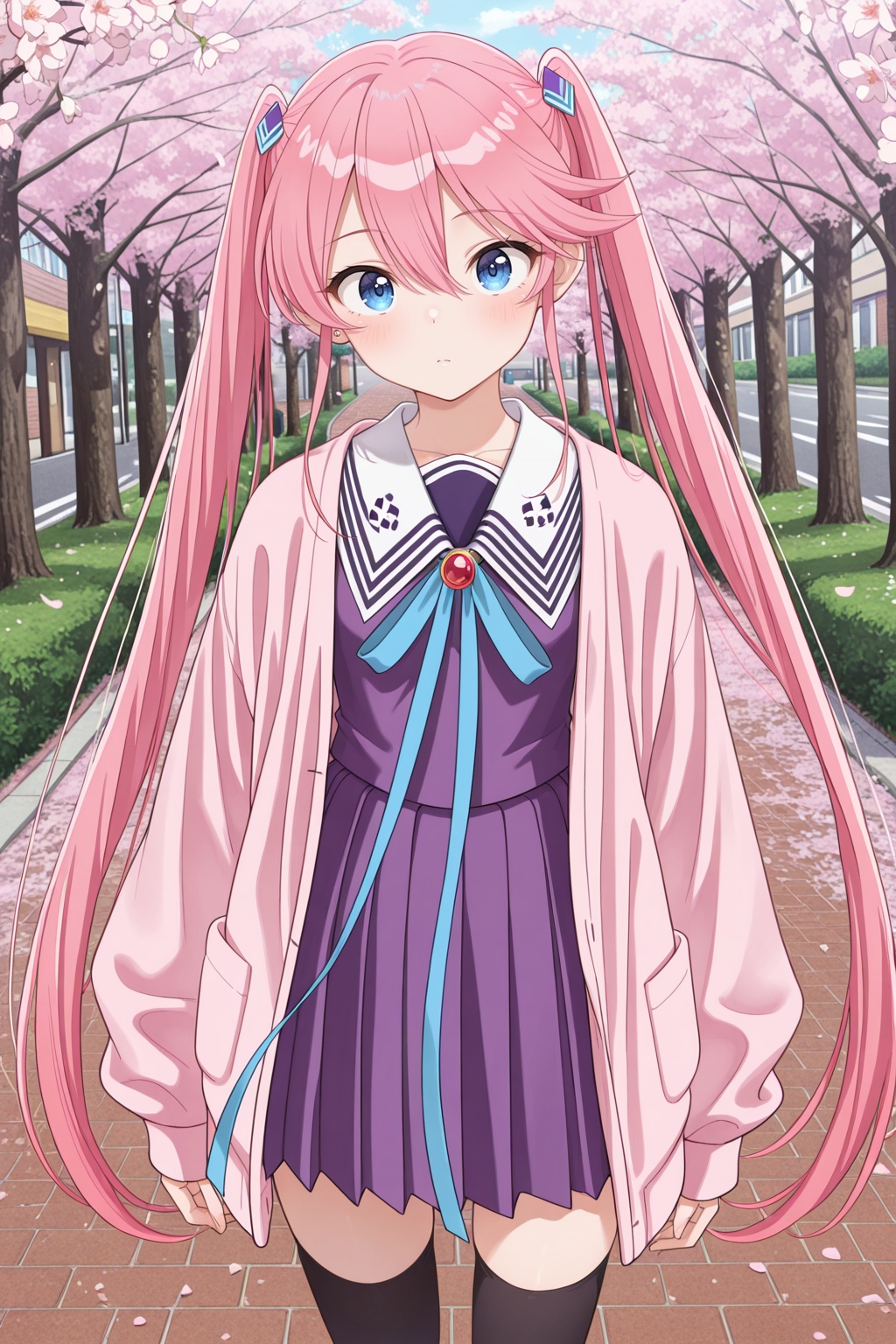 shiunji ouka,  blue eyes,  pink hair on Tensor.Art