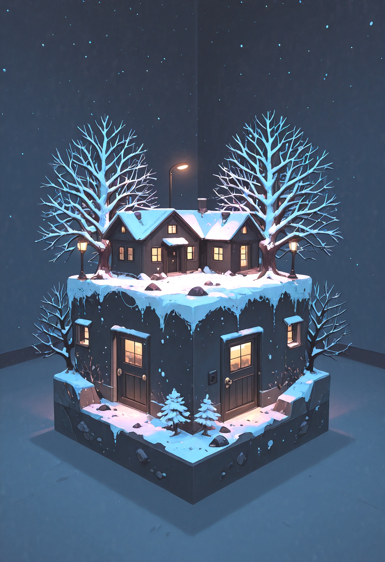 no humans,  tree,  snow on Tensor.Art