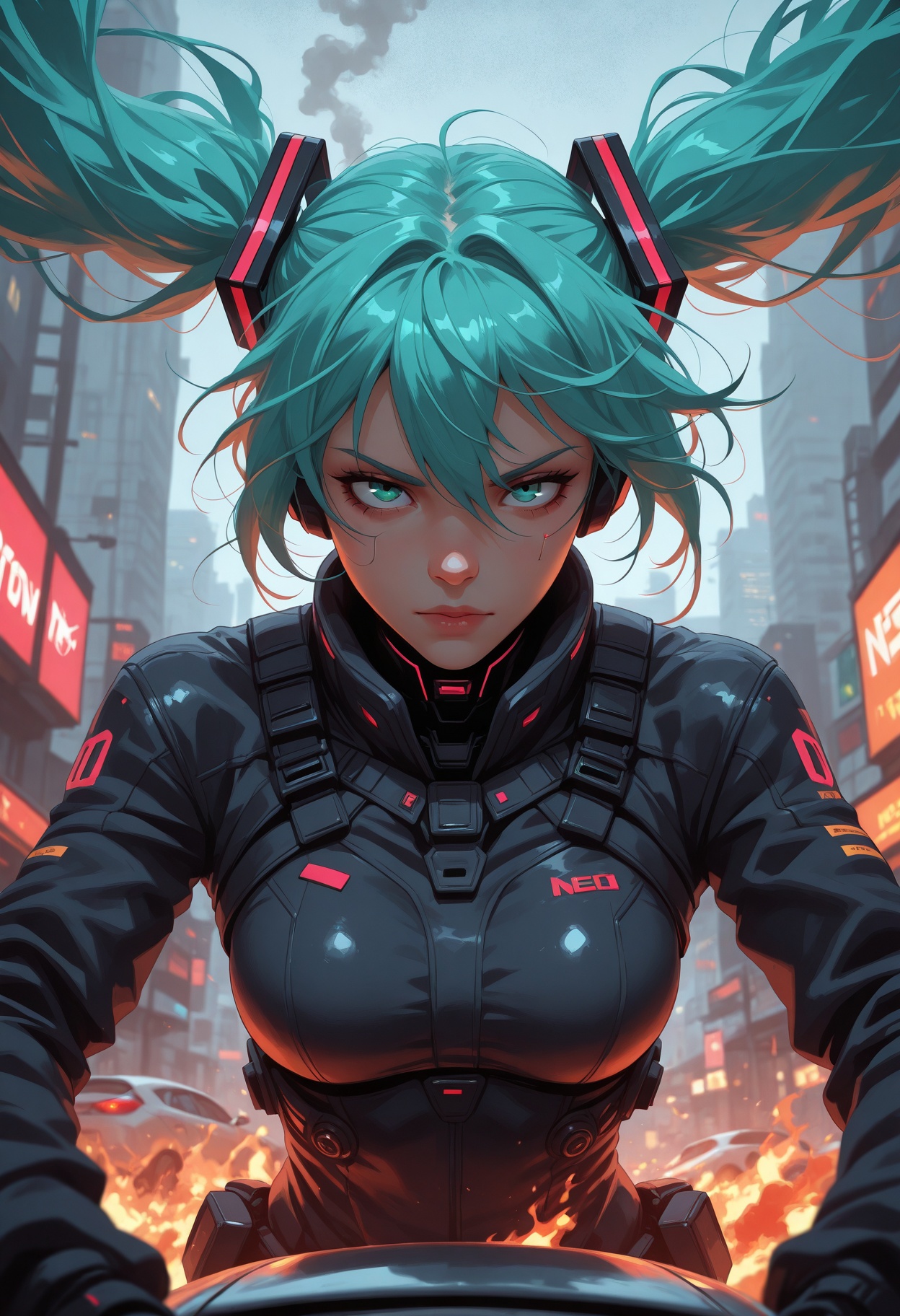 Cyberpunk Aesthetic,  Hatsune MIku,  cybernetic outfit on Tensor.Art