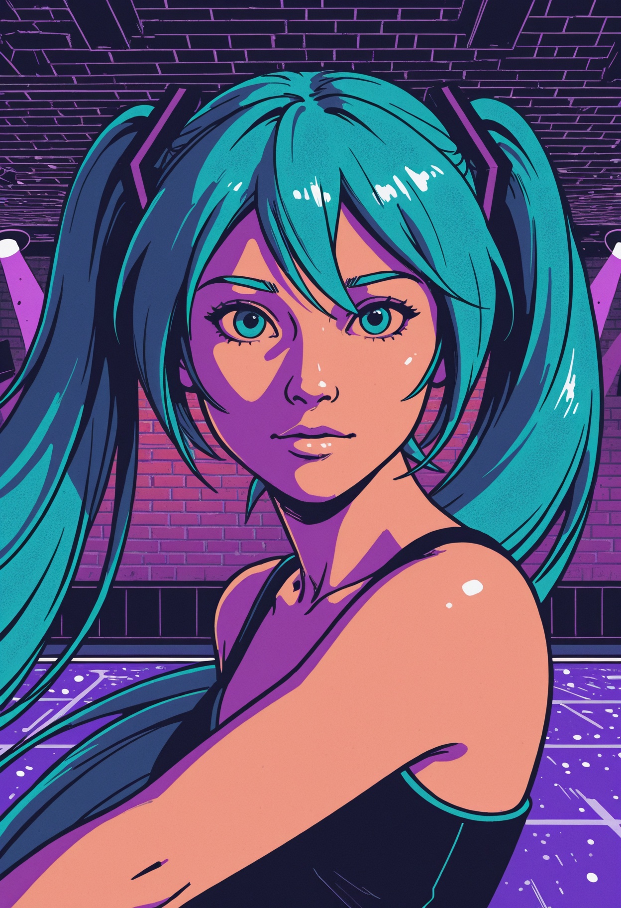 Hatsune Miku,  1girl,  female focus on Tensor.Art