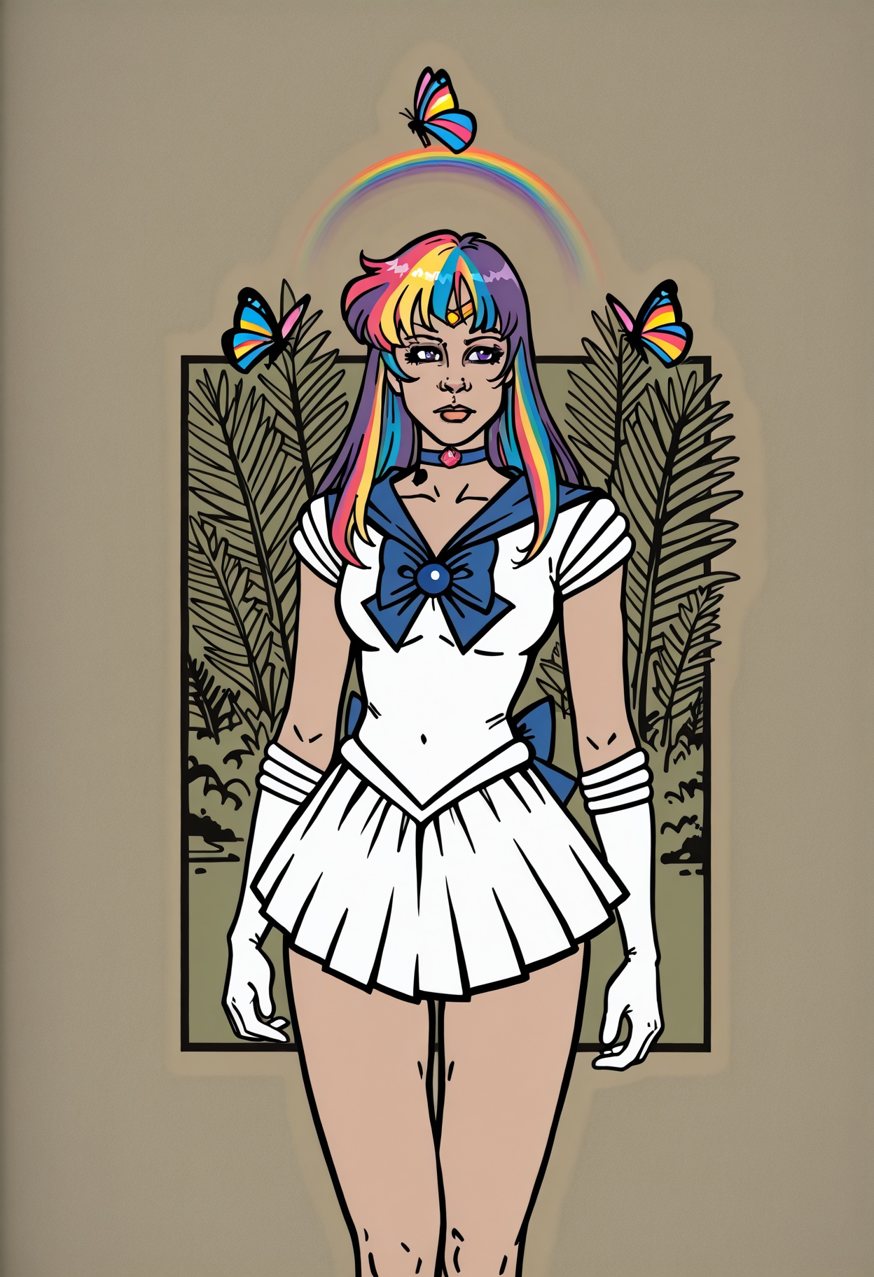 Cyberpunk,  fern ,  butterfly on Tensor.Art