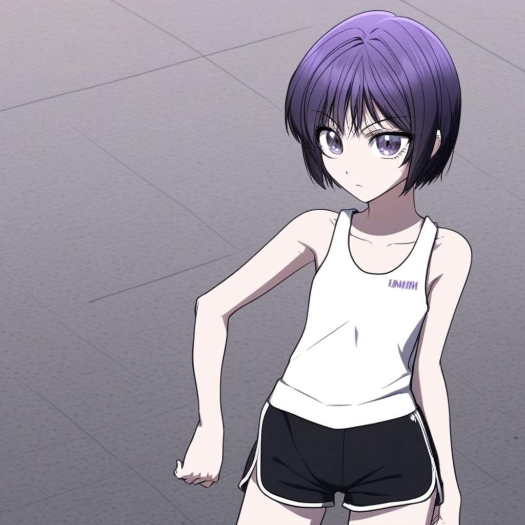 short hair,  purple hair,  purple eyes on Tensor.Art