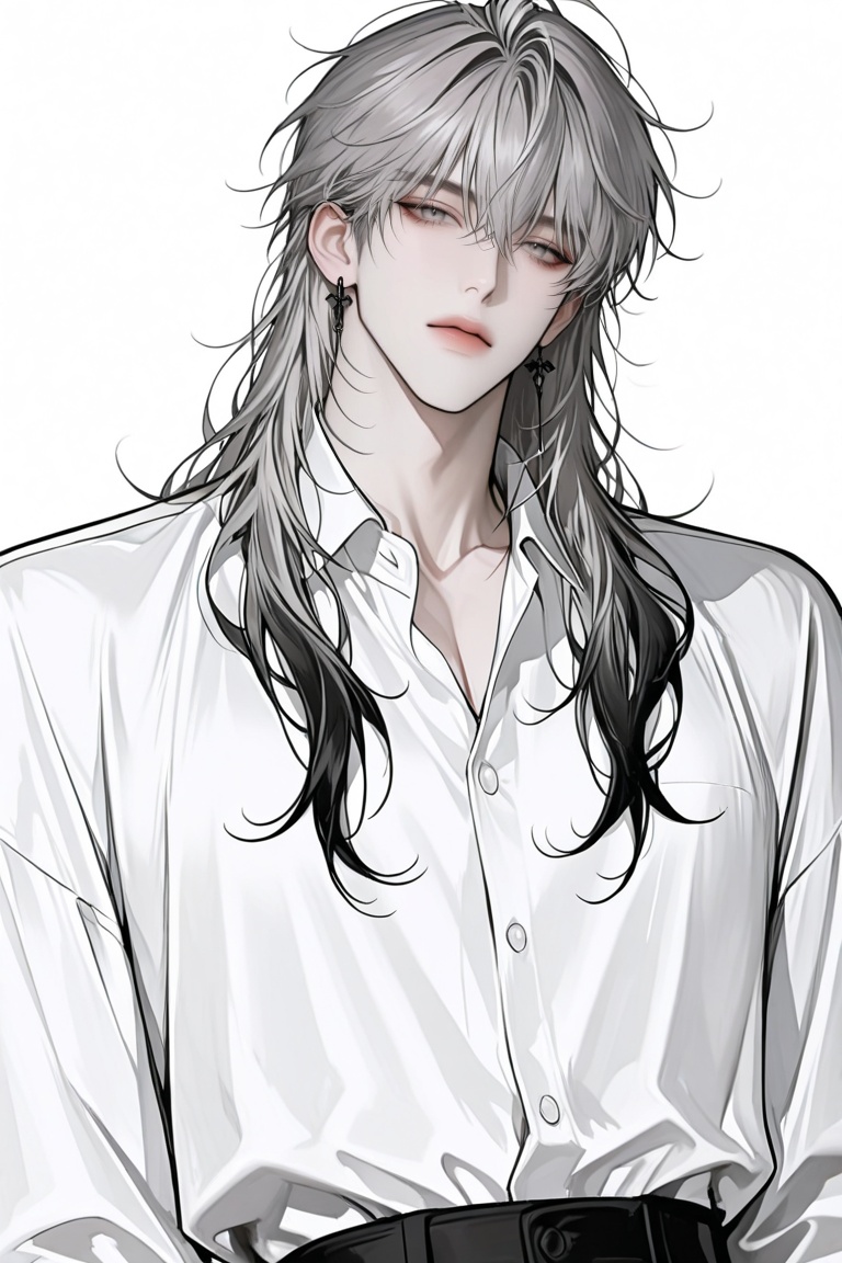 Create a captivating scene for a solo male character in a handsome manhwa. The character is a single male with pale,  flaw...