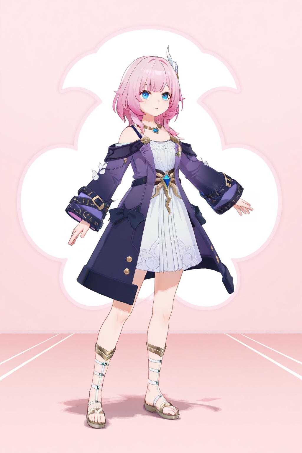 Cyrene \(13 years old\),  Cyrenesmall,  clothes: Cyrenesmall purple and white dress on Tensor.Art