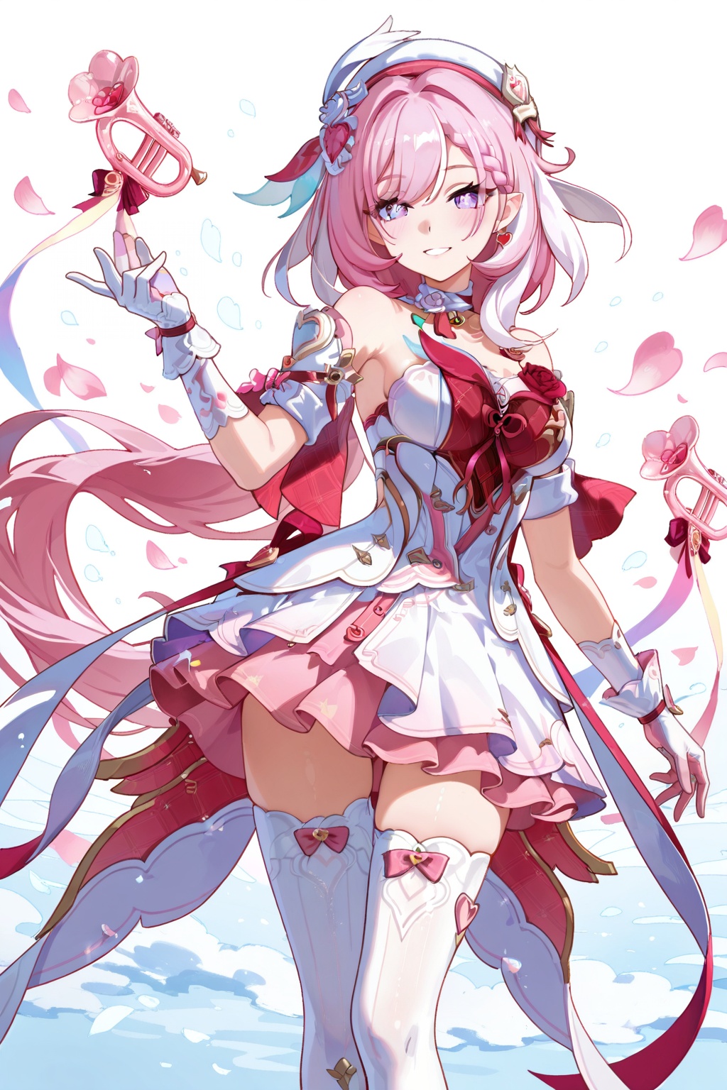 elysia \(honkai impact\),  Elysialover,  clothes: Elysialover red-and-white dress on Tensor.Art