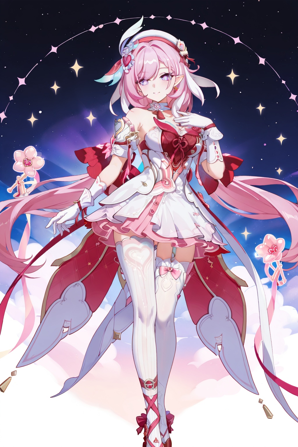 elysia \(honkai impact\),  Elysialover,  clothes: Elysialover red-and-white dress on Tensor.Art