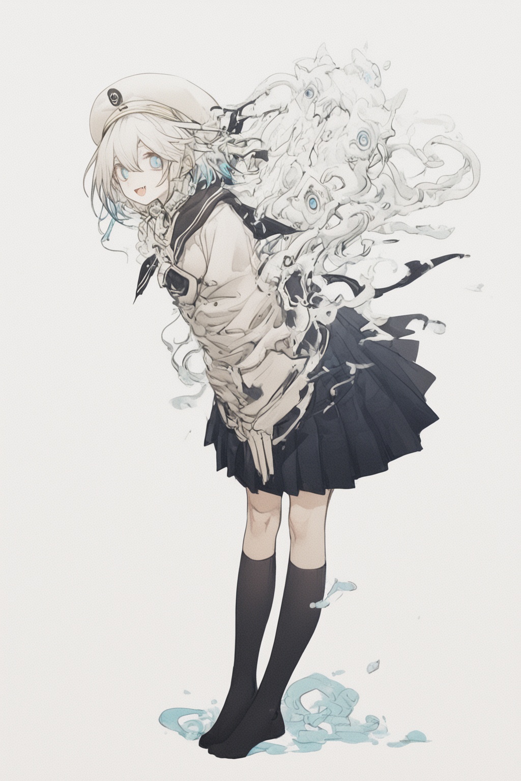 1girl,  abyss,  white background on Tensor.Art