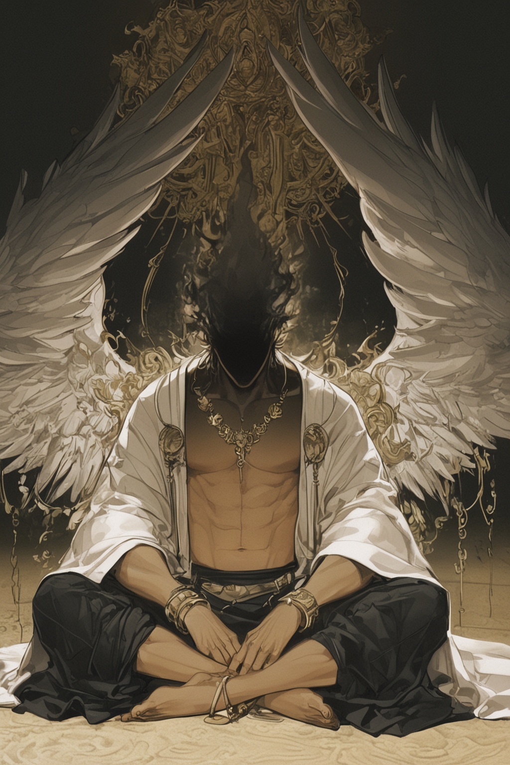 1boy,  black hair,  jewelry on Tensor.Art