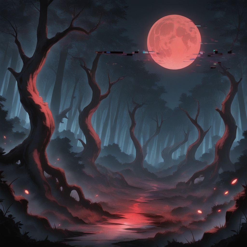Create a masterpiece of the Blood Moon in best quality and amazing aesthetic. Render it with very high resolution and ultr...