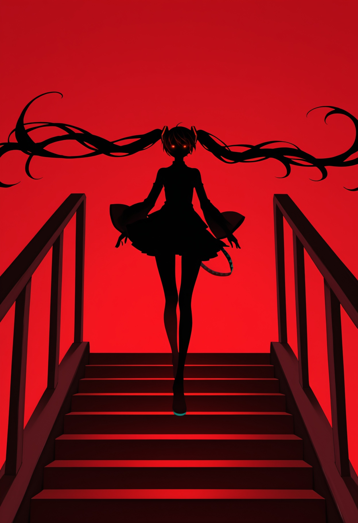 silhouette,  1girl,  hatsune miku on Tensor.Art