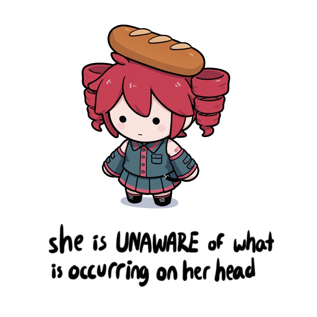 object on head,  baguette,  standing on Tensor.Art