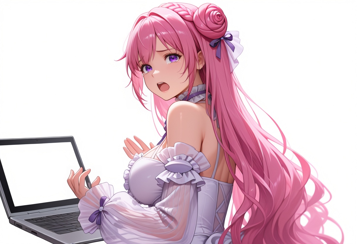 1girl,  laptop,  tearing up on Tensor.Art