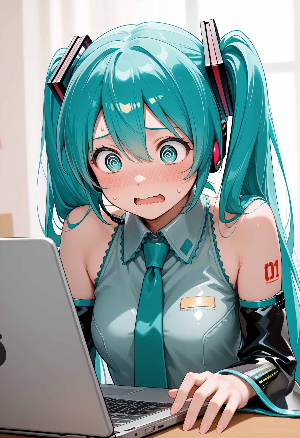 1girl,  hatsune miku,  @_@ on Tensor.Art