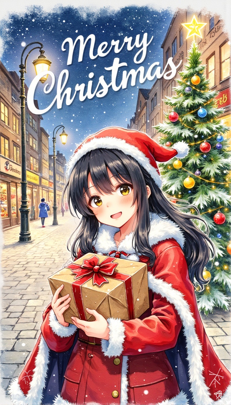 ((Drawn calligraphy with perfect text "Merry Christmas". The text "Merry Christmas" is elegantly displayed in bold,  cursi...