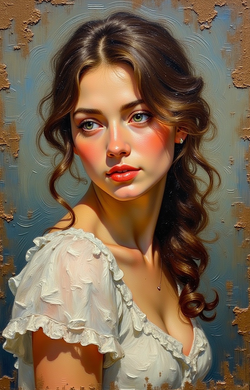 ((Painterly blur)). Impressionist oil painting,  portrait of a woman,  expressive brush strokes on Tensor.Art