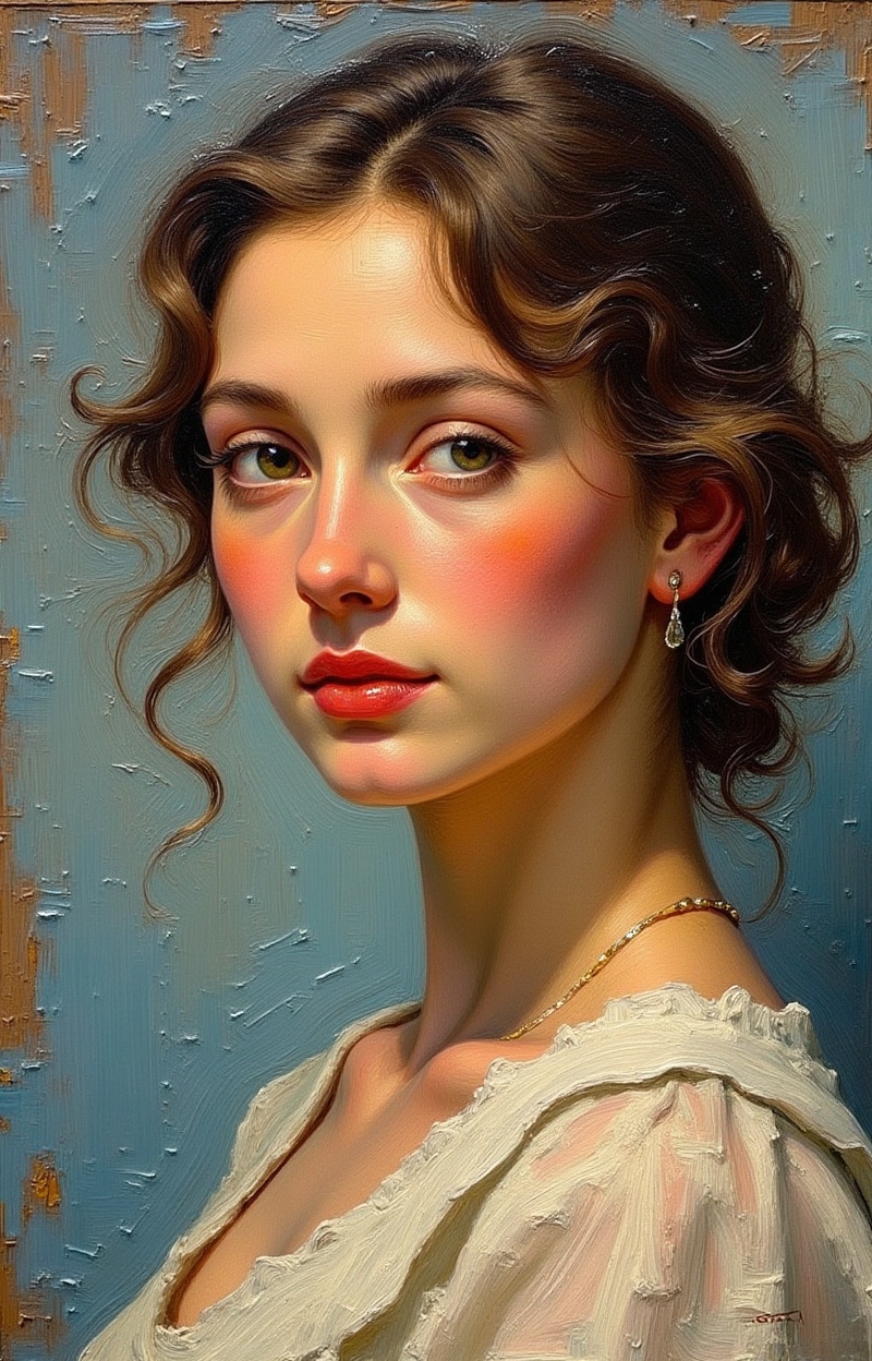 ((Painterly blur)). Impressionist oil painting,  portrait of a woman,  expressive brush strokes on Tensor.Art